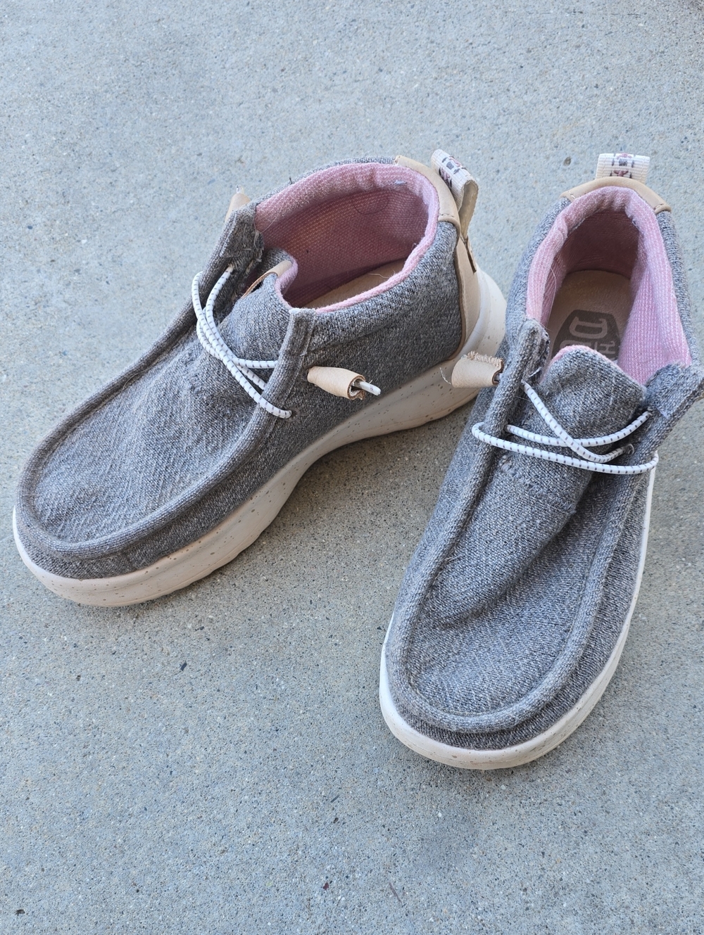Hey Dude Women's Gray Slip-On Sneakers with Pink Lining
